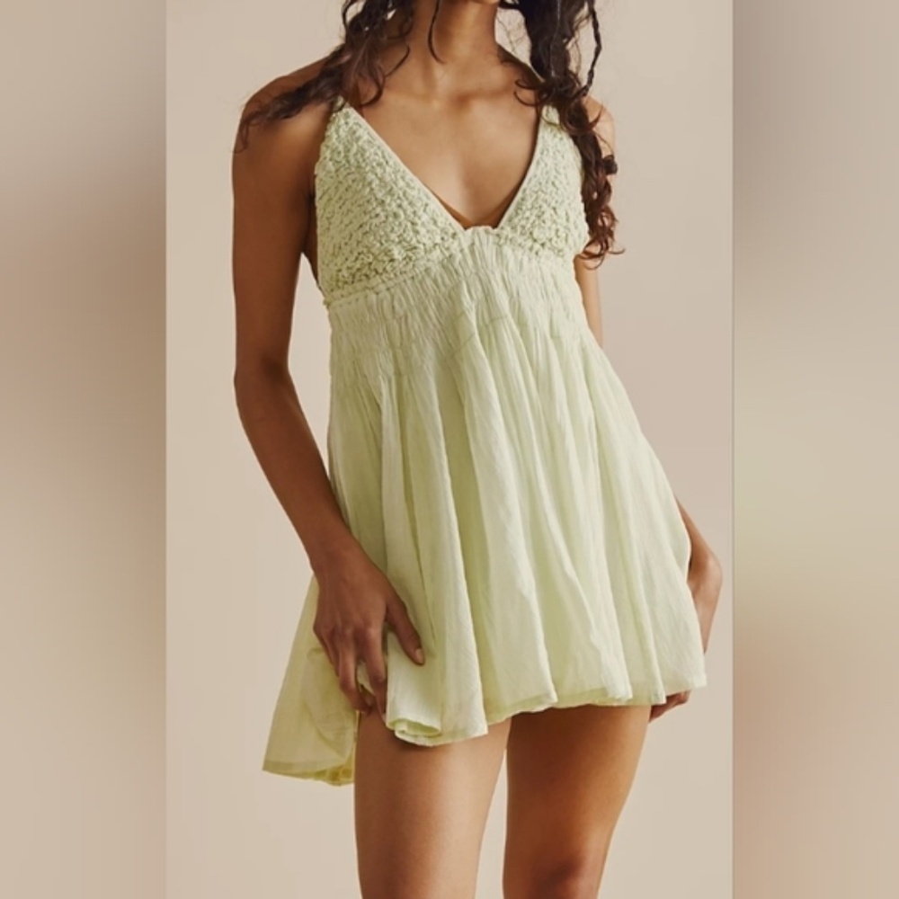 Free People Forever Favorite mini dress in lime green